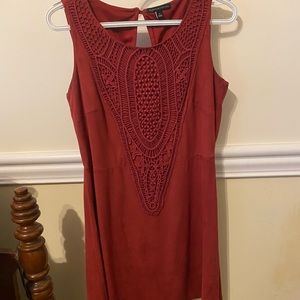Suede Maroon Dress